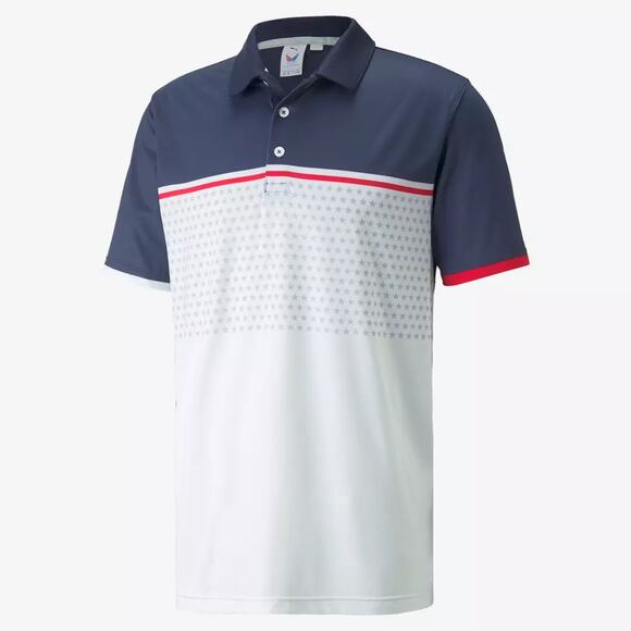 Puma Volition America Patriot Golf Polo Shirt Men 3XL Blue Performance Athletic - Picture 1 of 16